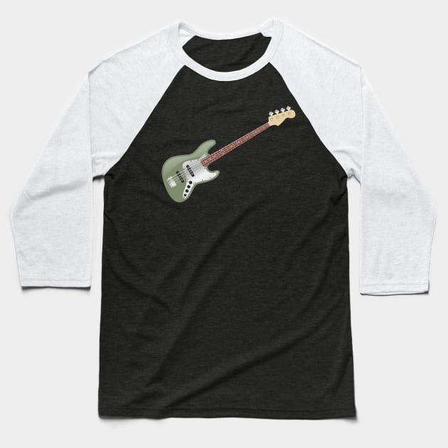 Vintage Avocado Green Electric J-Bass Baseball T-Shirt by Vector Deluxe